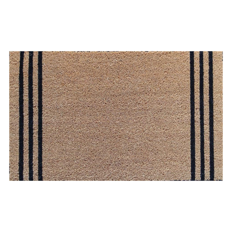 coir doormat with three black stripes