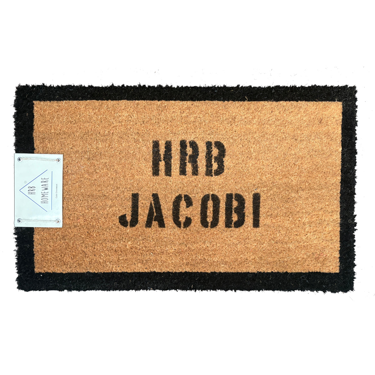 Personalised - Black Trim Coir Doormat - 45 cm x 75 cm