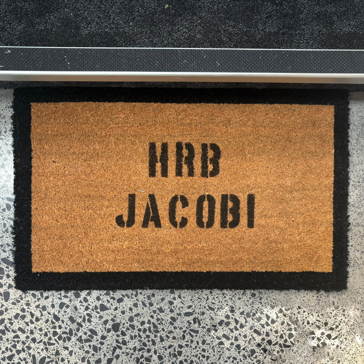 Personalised - Black Trim Coir Doormat - 45 cm x 75 cm