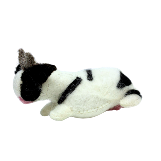 Clover Cow wool felt toy by Blue Bunny — 15cm handcrafted in India