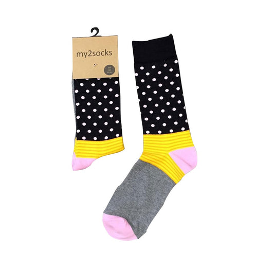 Yellow and Pink Spot Socks  - One size