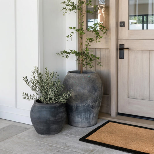 Black Trim Coir Doormat — Long | 45 x 120 cm