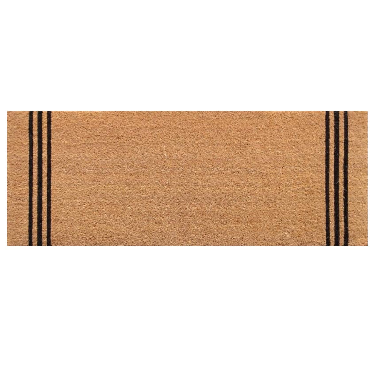 Black stripes natural coir doormat long 45x120cm | The Trading House NZ