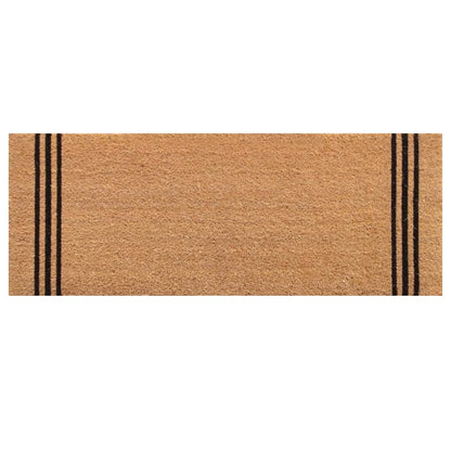 Black stripes natural coir doormat long 45x120cm | The Trading House NZ
