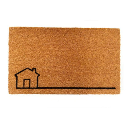 Little house illustration natural coir doormat 45x75cm | The Trading House NZ