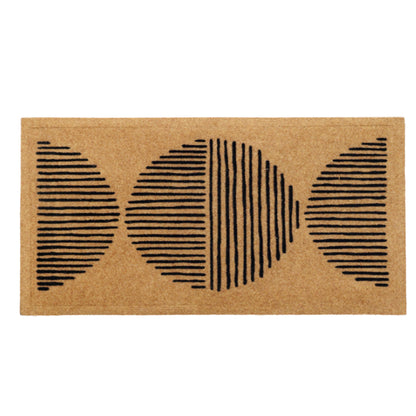 Natural flocked polypropylene circle design doormat 45x75cm | The Trading House NZ