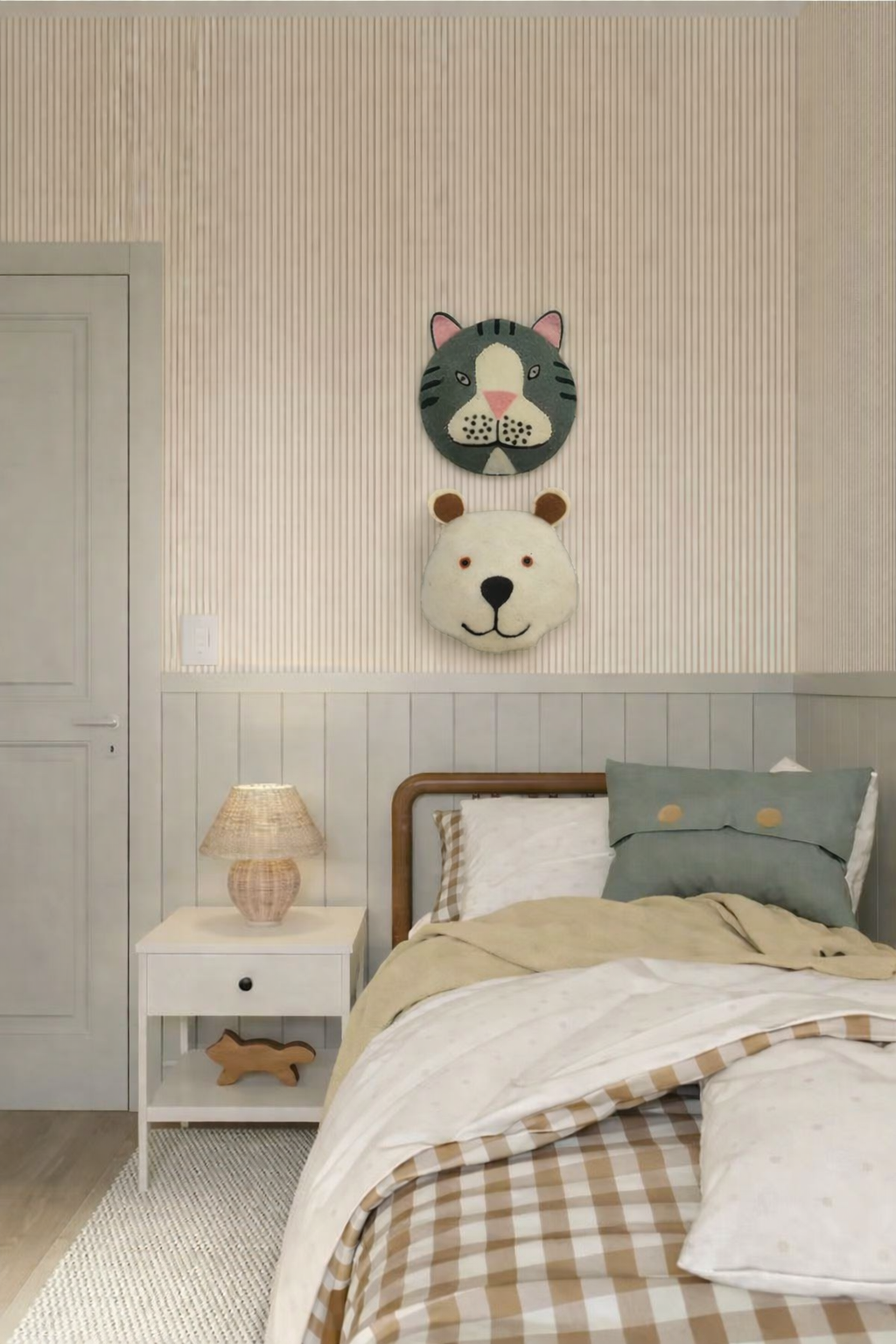 Alan Flat Head wool felt wall art by Blue Bunny — lifestyle display