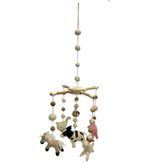 Farm Mobile wool felt nursery mobile by Blue Bunny — Height 58cm