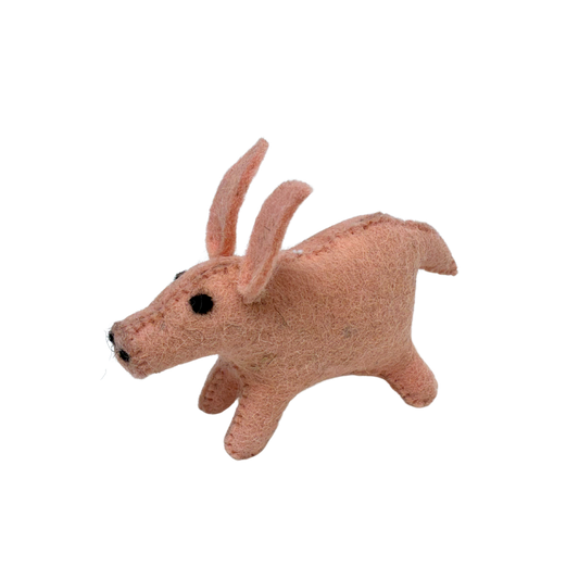 Peta Pig wool felt toy by Blue Bunny — 10cm handcrafted in India