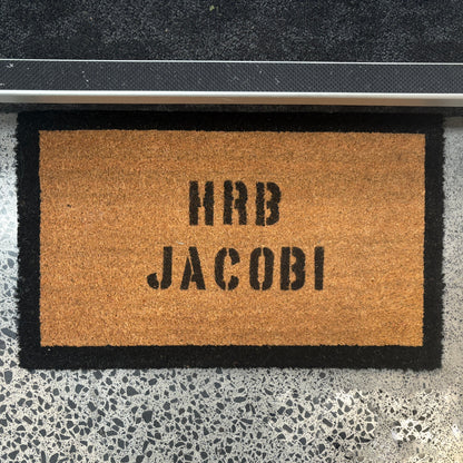 Black trim coir doormat lifestyle styled | The Trading House NZ
