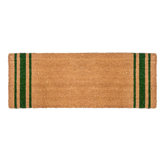 Racing Stripe Green Long Outdoor Coir Doormat 