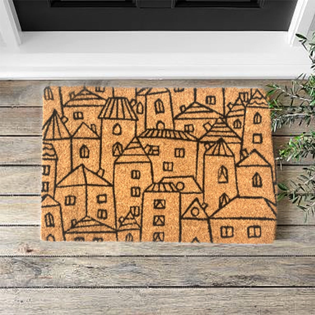 Village Coir Doormat 45x75cm lifestyle styled | The Trading House NZ