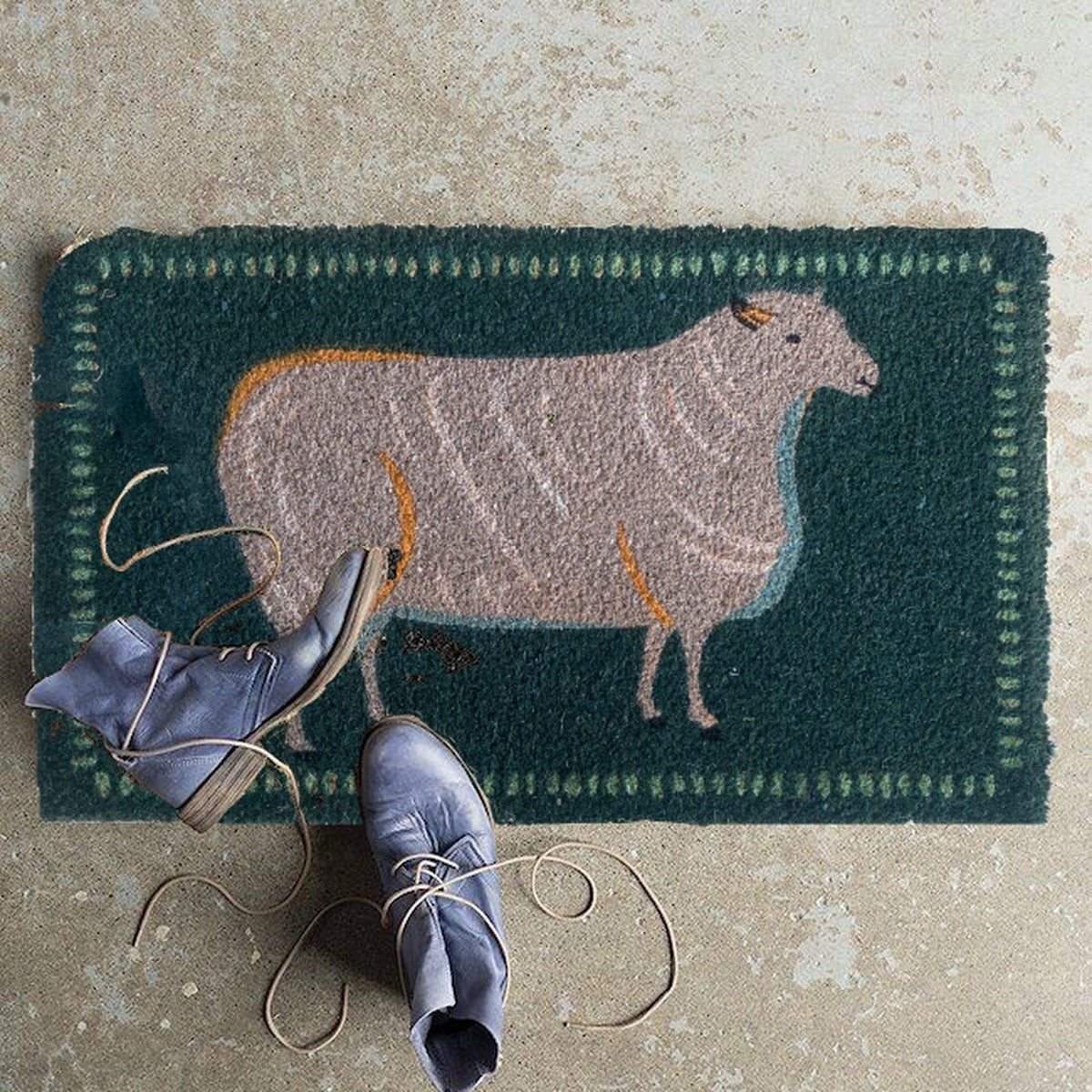 Square Merino Coir Doormat | 45 x 75 cm lifestyle styled | The Trading House NZ
